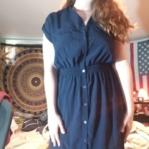 Navy Blue Button Up Dress